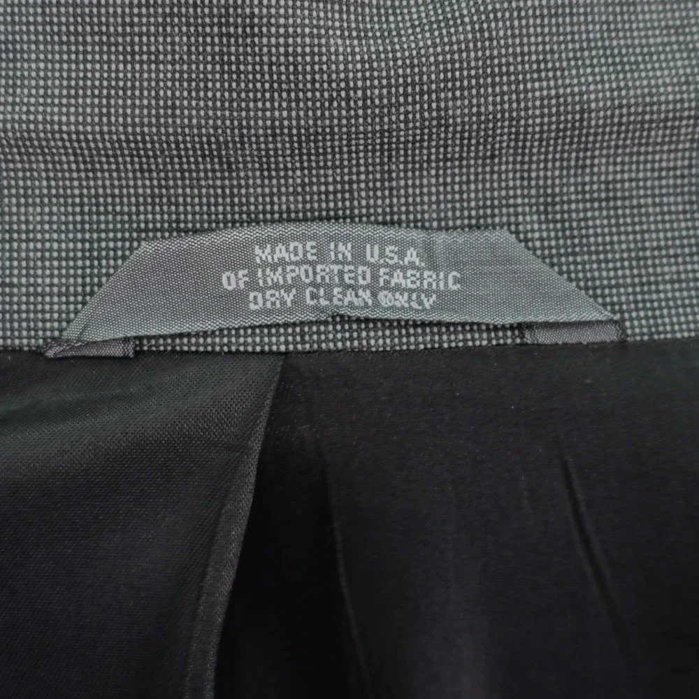 Haggar Wool 2 Piece Suit Gray Birdseye -42L  35 / 30.5- Double Breasted Peak Lap